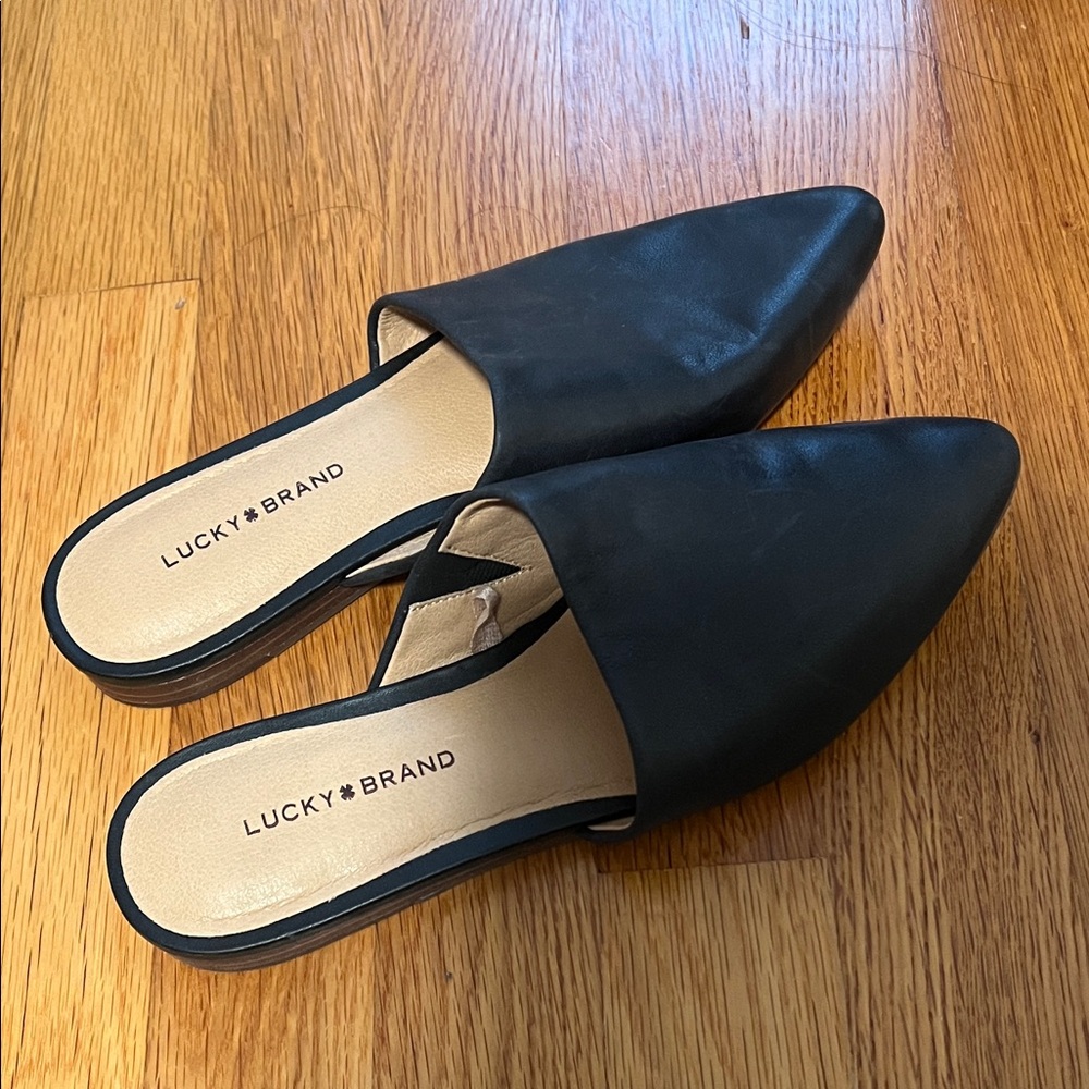 Lucky Brand Women's Black Leather Mules